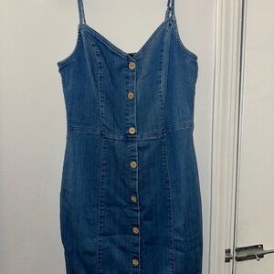 Women's Blue Denim Button-Front Dress